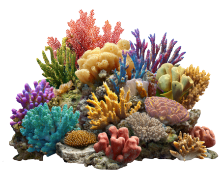 Colorful coral reef marine underwater ocean tropical aquatic vibrant nature sea life create lively underwater scene with various coral species and textures