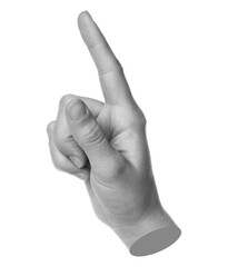 Hand like a virtual touching, isolated on transparent background. Contemporary art design
