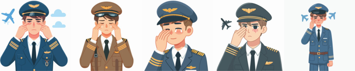 vector character pilot with sore eyes