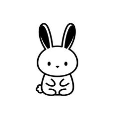 a black and white drawing of a rabbit