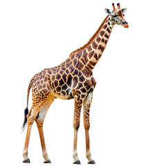 Fototapeta premium Majestic African Giraffe Standing Isolated on White Background