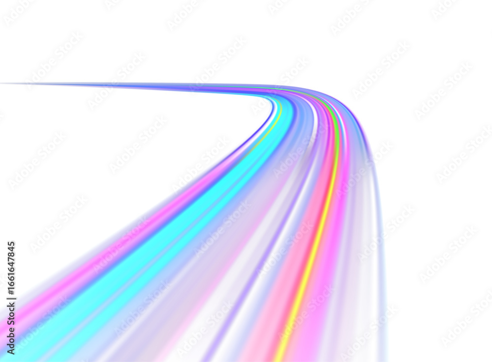 Poster expressway and vehicle headlights effect vivid speed motion and glowing light trails, cyberpunk-insp
