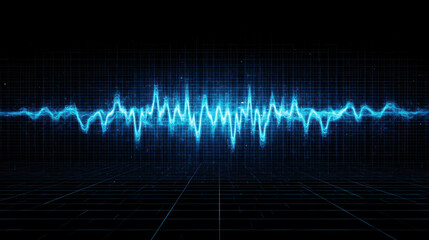 Blue Digital Waveform Visualization on Dark Background for Music