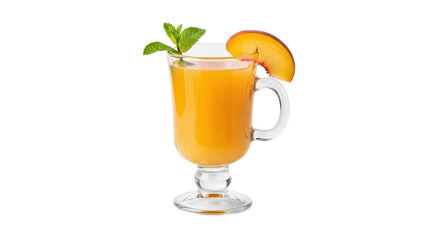 Isolated Peach Smoothie with Mint and Peach Slice