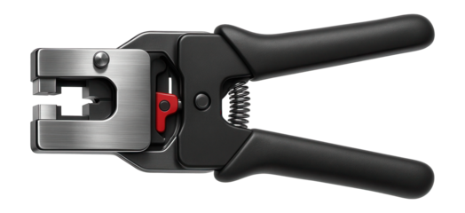 Automatic wire stripper with a side-loading design for telecommunications setup.