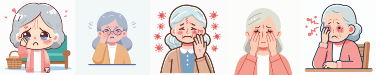vector grandmother sore eyes
