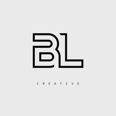 Obraz premium BL Creative Letter Logo – Minimal Line Monogram in Black Outline for Modern Branding Identity Design.