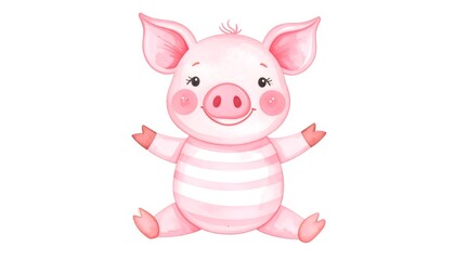 Pink cartoon pig illustration