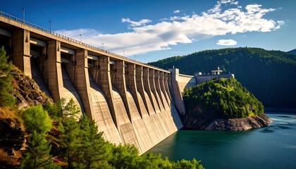 Majestic dam and lush landscape