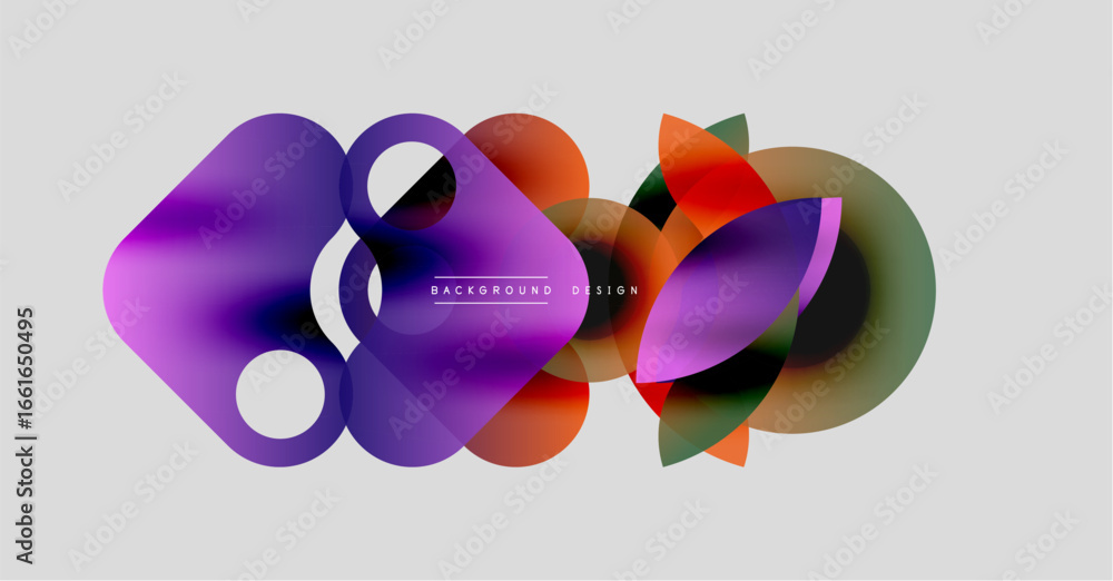 Poster abstract colorful shapes overlap, creating dynamic visual effect. modern design elements suggest flu