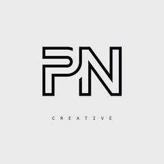 Obraz premium PN Creative Letter Logo – Minimal Line Monogram in Black Outline for Modern Branding Identity Design.
