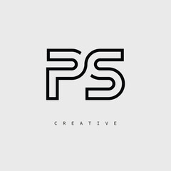 PS Creative Letter Logo – Minimal Line Monogram in Black Outline for Modern Branding Identity Design.