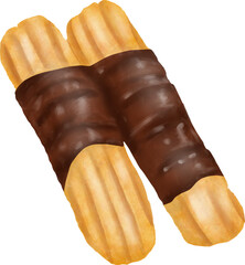 Churros watercolor clipart illustration 
