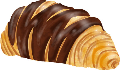 croissant chocolate watercolor clipart illustration 