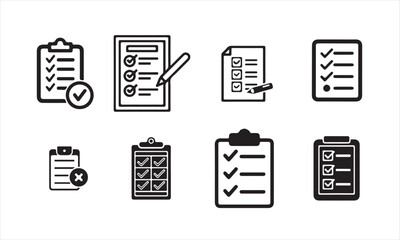 Checklist clipboard icons isolated on white background for task management