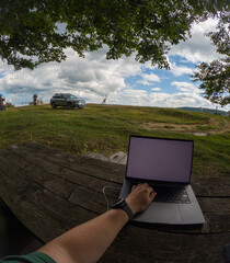 Remote Work in Scenic Mountain Landscape