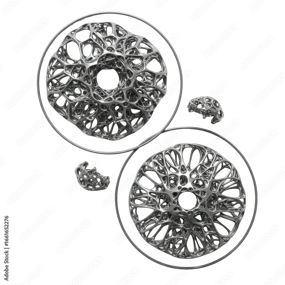Poster complex abstract geometric and organic pattern with precise contours and intricate details, isolated