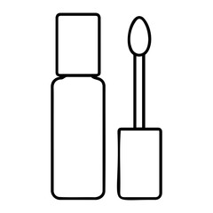 Illustration of a lip gloss container and applicator with a white background on transparent background