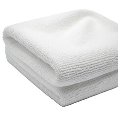 Soft and fluffy white towel stack isolated on clean background perfect for spa and bathroom use