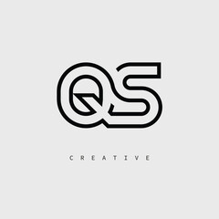 QS Creative Letter Logo – Minimal Line Monogram in Black Outline for Modern Branding Identity Design.