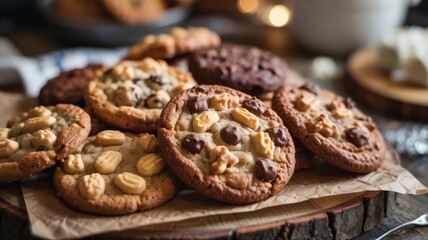 Decadent chocolate cookies with rich, melty chips and crisp edges, perfectly baked and irresistibly tempting.
