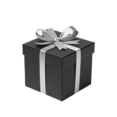 Elegant black gift box with silver ribbon perfect for special occasions and celebrations