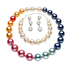 Obraz premium Elegant Colorful Pearl Jewelry Set for Stunning Neckwear