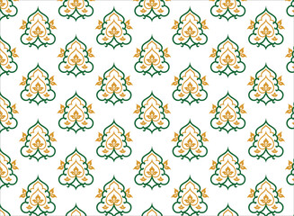  Repeating floral pattern isolated on white background with vintage design