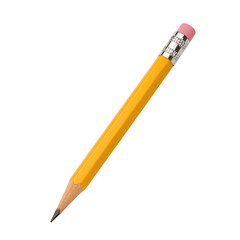 Classic yellow number two pencil with eraser isolated on black background in closeup photography