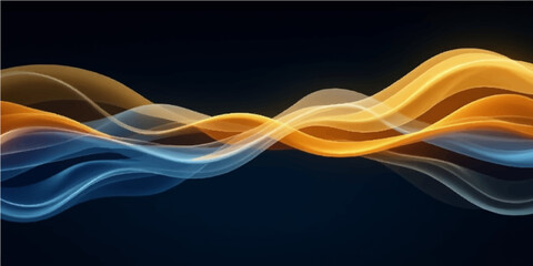 Abstract wave of colorful smoke with a smooth light curve design on a black background