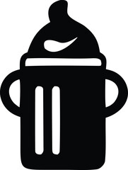 Simple silhouette of a baby sippy cup with handles and a spouted lid ideal for early childhood nutrition and hydration graphics