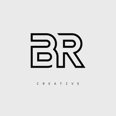 BR Creative Letter Logo – Minimal Line Monogram in Black Outline for Modern Branding Identity Design.