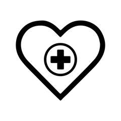 Obraz premium Black and white heart with medical cross symbol