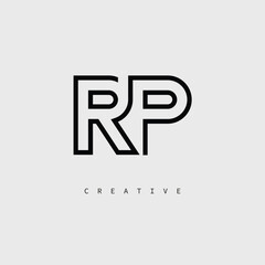 RP Creative Letter Logo – Minimal Line Monogram in Black Outline for Modern Branding Identity Design.