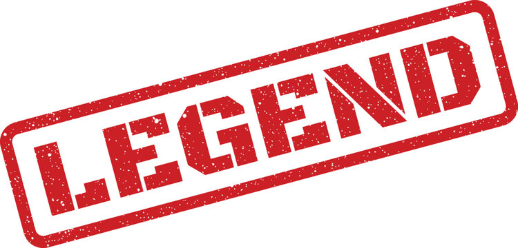 Red legend rubber stamp illustration with grunge texture for promotional designs or print