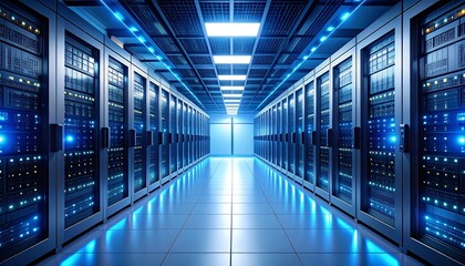 Fototapeta premium Modern server room interior design