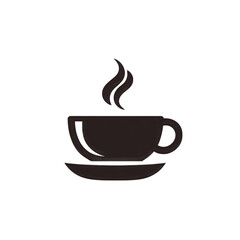 Obraz premium Coffee cup with steam icon, cafe menu symbol, flat clean vector, white background