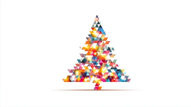 Colorful Christmas tree made up of triangles