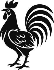 A stylized black rooster or cockerel silhouette vector illustration