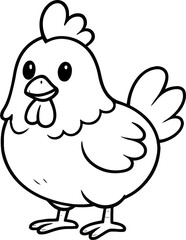 A fun, cute cartoon vector illustration of a baby chicken and a hen