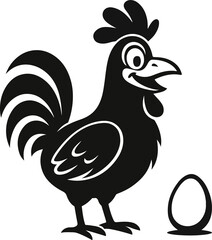 A stylized black rooster or cockerel silhouette vector illustration