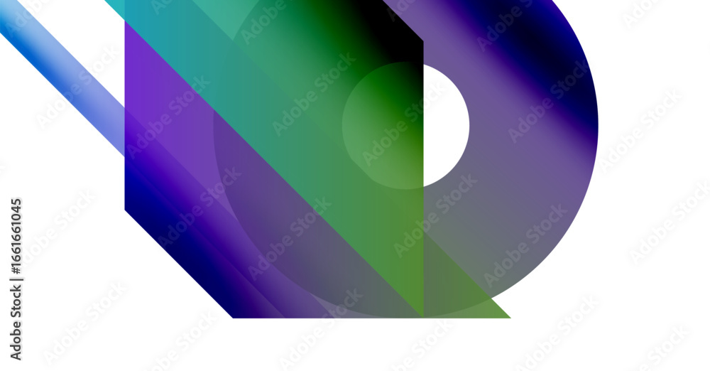 Poster abstract geometric composition. overlapping shapes create vibrant color gradients, modern design. mi