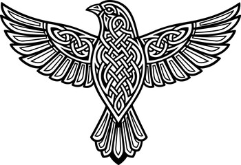 Black and White Bird Vector Illustration  Minimalist Line Art Silhouette