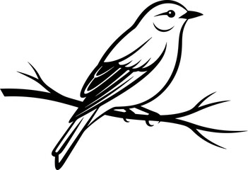 Black and White Bird Vector Illustration  Minimalist Line Art Silhouette