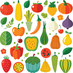 Vibrant assortment of fresh fruits and vegetables colorful healthy produce collection delicious organic ingredients for culinary inspiration and healthy eating