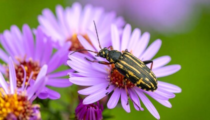 Striped beetle on purple flower