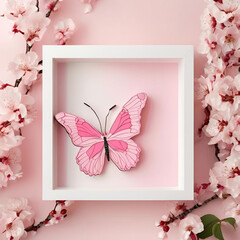 pink flowers with butterfly