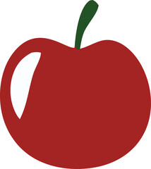 Vibrant red apple with green stem fresh fruit graphic for healthy eating food concepts and autumn harvest designs