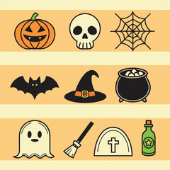 Obraz premium Halloween icon set vector art design 
