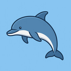 vector fat blue dolphin jumping